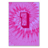 Rosa auf rosa Spiral Gefärbte Krawatte Hochzeitsti Tischnummer (Vorderseite)