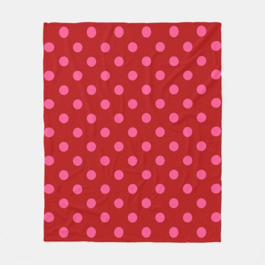 Rosa auf rotem Polka Dots Design Fleecedecke (Vorderseite)