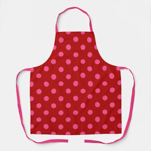 Rosa auf rotem Polka Dots Design Schürze (Vorderseite)