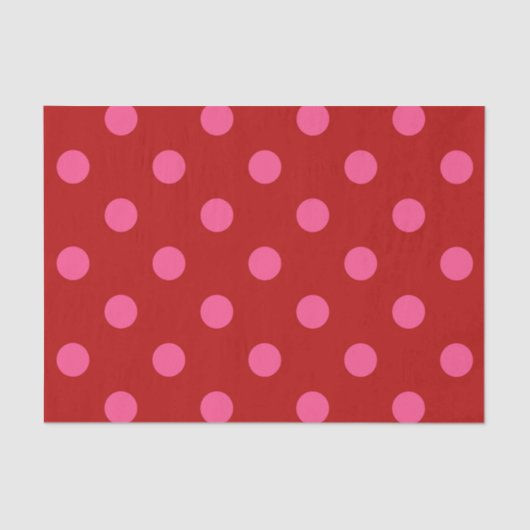 Rosa auf rotem Polka Dots Design Seidenpapier (Vorderseite)