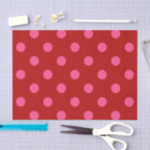 Rosa auf rotem Polka Dots Design Seidenpapier (Handwerk)