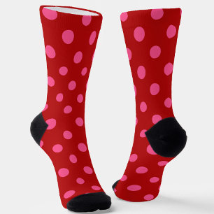 Rosa auf rotem Polka Dots Design Socken