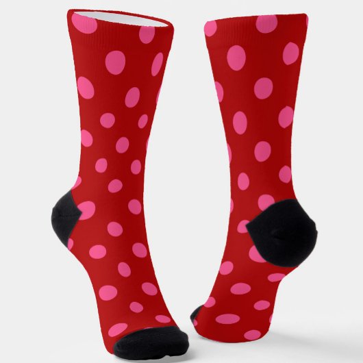 Rosa auf rotem Polka Dots Design Socken