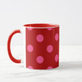 Rosa auf rotem Polka Dots Design Tasse (Links)