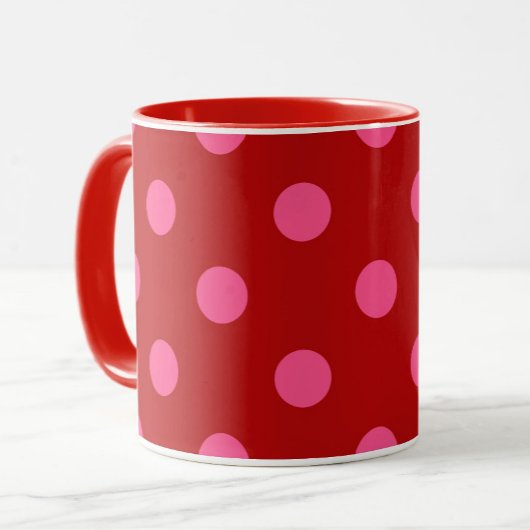Rosa auf rotem Polka Dots Design Tasse