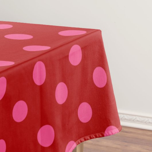 Rosa auf rotem Polka Dots Design Tischdecke