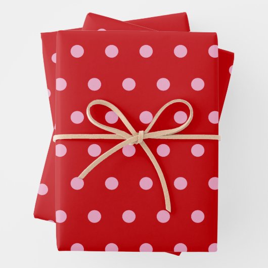Rosa auf roten Punkten  Geschenkpapier Set (Beispiel)