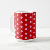 Rosa auf roten Punkten Kaffeetasse (Vorderseite Links)