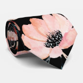 Rosa auf Schwarz-Grün Wasserfarben Blumenmuster Krawatte (Gerollt)