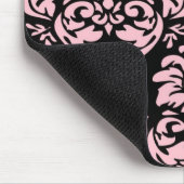Rosa auf schwarzem Damast Mousepad (Ecke)