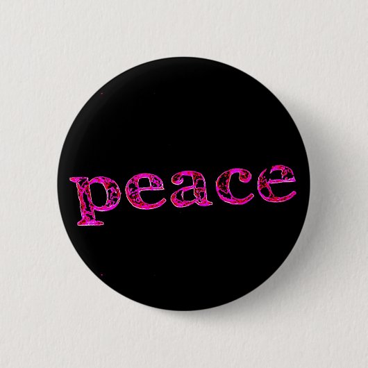 Rosa auf schwarzem Frieden Button (Vorderseite)