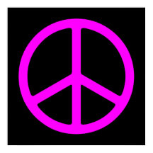 Rosa auf schwarzem Skinny Peace Symbol Kunst druck