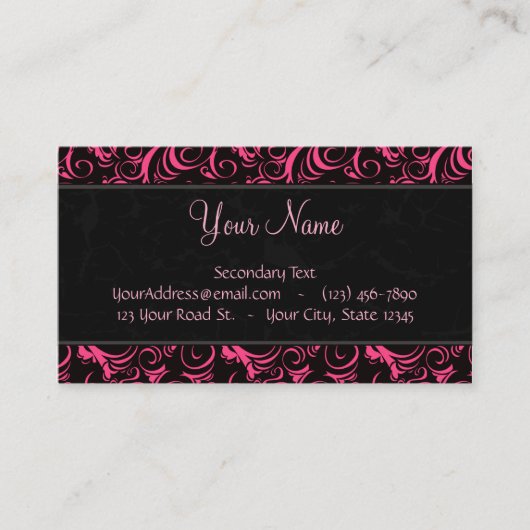 Rosa auf schwarzen BlumenBündeln, Streifen mit Visitenkarte (Vorderseite)