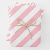 Rosa auf weiß Unterschiedliche Größen Diagonale St Geschenkpapier Set (Beispiel)