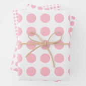 Rosa auf Weiß verschiedene Größen Horiz. Polka Dot Geschenkpapier Set (Beispiel)