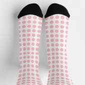 Rosa auf weiße große Horiz. Polka Dots Socks Socken (Oben)