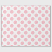 Rosa auf weiße große Polka-Punkte Geschenkpapier (Flach)