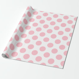 Rosa auf weiße große Polka-Punkte Geschenkpapier