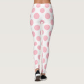 Rosa auf weiße große Polka-Punkte Leggings (Rückseite)