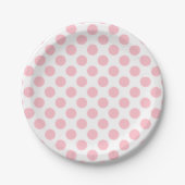 Rosa auf weiße große Polka-Punkte Pappteller (Vorderseite)
