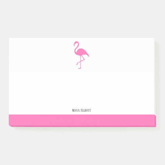 Rosa auf weißem Flamingo und Grenze mit dem Namen Post-it Klebezettel (Vorderseite)