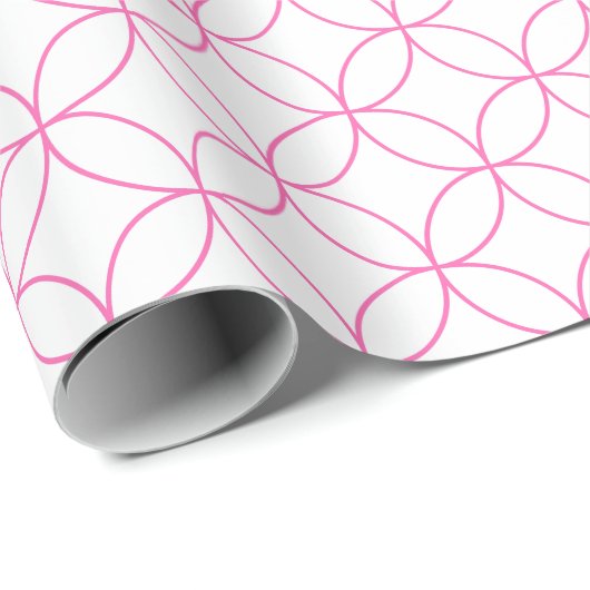 Rosa auf weißem, überlappenden Umlaufpapier Geschenkpapier (Rolleneckpunkt)