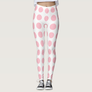Rosa auf weißen, großen, horizontalen Polka-Punkte Leggings