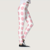 Rosa auf weißen, großen, horizontalen Polka-Punkte Leggings (Rechts)