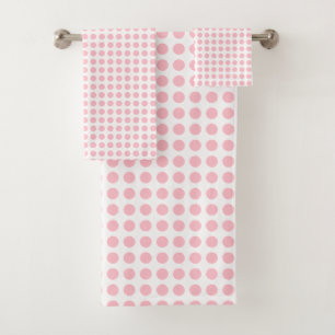 Rosa auf weißen mittelgroßen horizontalen Polka-Pu Badhandtuch Set