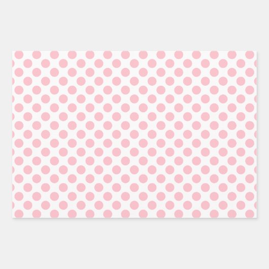 Rosa auf weißen Polka-Punkten in verschiedenen Grö Geschenkpapier Set (Vorderseite 2)