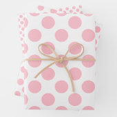 Rosa auf weißen Polka-Punkten in verschiedenen Grö Geschenkpapier Set (Beispiel)
