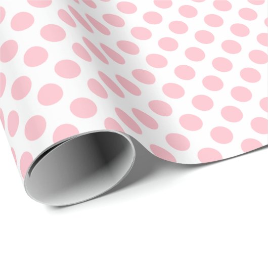 Rosa auf weißen Polka-Punkten kleiner Größe Geschenkpapier (Rolleneckpunkt)