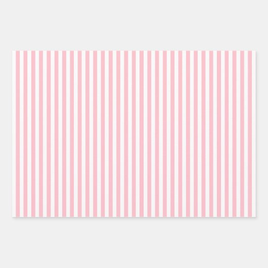 Rosa auf weißen Streifen verschiedener Größen. Geschenkpapier Set (Vorderseite 3)