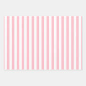 Rosa auf weißen Streifen verschiedener Größen. Geschenkpapier Set (Vorderseite 2)