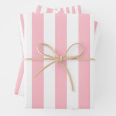 Rosa auf weißen Streifen verschiedener Größen. Geschenkpapier Set (Beispiel)