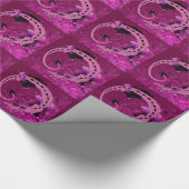 Rosa aufgerollter Drache gemasert Geschenkpapier (Ecke)