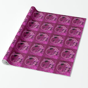 Rosa aufgerollter Drache gemasert Geschenkpapier