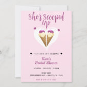 Rosa aufgetauchte Eiscreme-Herz-Brautparty Einladung (Vorderseite)