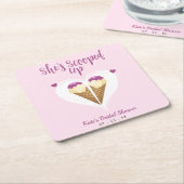 Rosa aufgetauchte Eiscreme-Herz-Brautparty Rechteckiger Pappuntersetzer (angewinkelt)