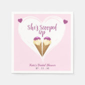 Rosa aufgetauchte Eiscreme-Herz-Brautparty Serviette (Vorderseite)