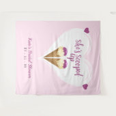 Rosa aufgetauchte Eiscreme-Herz-Brautparty Wandteppich (Vorderseite (Horizontal))