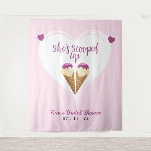 Rosa aufgetauchte Eiscreme-Herz-Brautparty Wandteppich (Vorderseite)