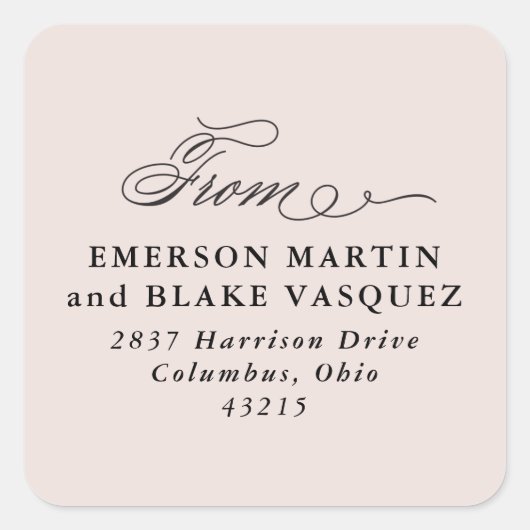 Rosa Aufkleber für die Hochzeitstich-Rücksendeadre (Vorderseite)