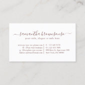 Rosa Auge trägt SunGlasses Visitenkarte (Rückseite)