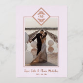 Rosa Ausgezeichnete Gold-Initialen für die Chic Ro Folieneinladung (Vorderseite)