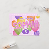 Rosa Ausschnitt-Buchstaben Cookies Sophia Geburtst Karte (Vorderseite/Rückseite Beispiel)