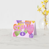 Rosa Ausschnitt-Buchstaben Cookies Sophia Geburtst Karte (Gelbe Blume)