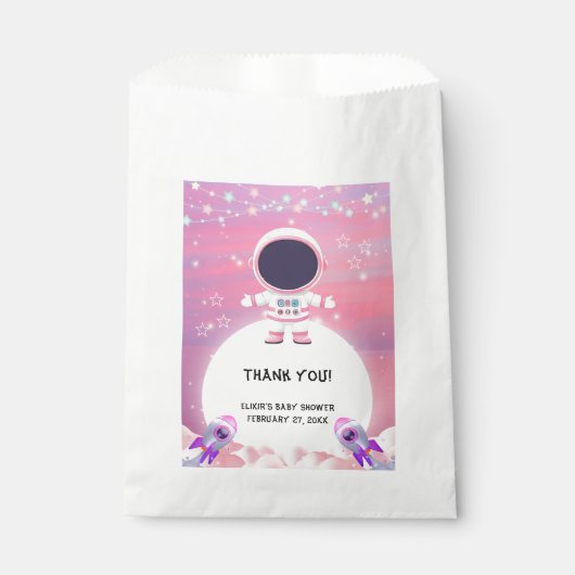 Rosa Außenraumdusche Kleiner Explorer Kinderdusche Geschenktütchen (Vorderseite)