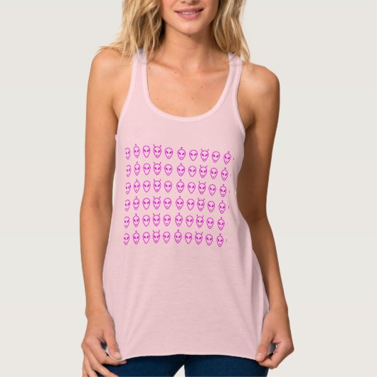 Rosa Außerirdische Gesichter Tank Top (Vorderseite)