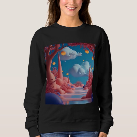 Rosa Außerirdische Welt Sweatshirt (Vorderseite)